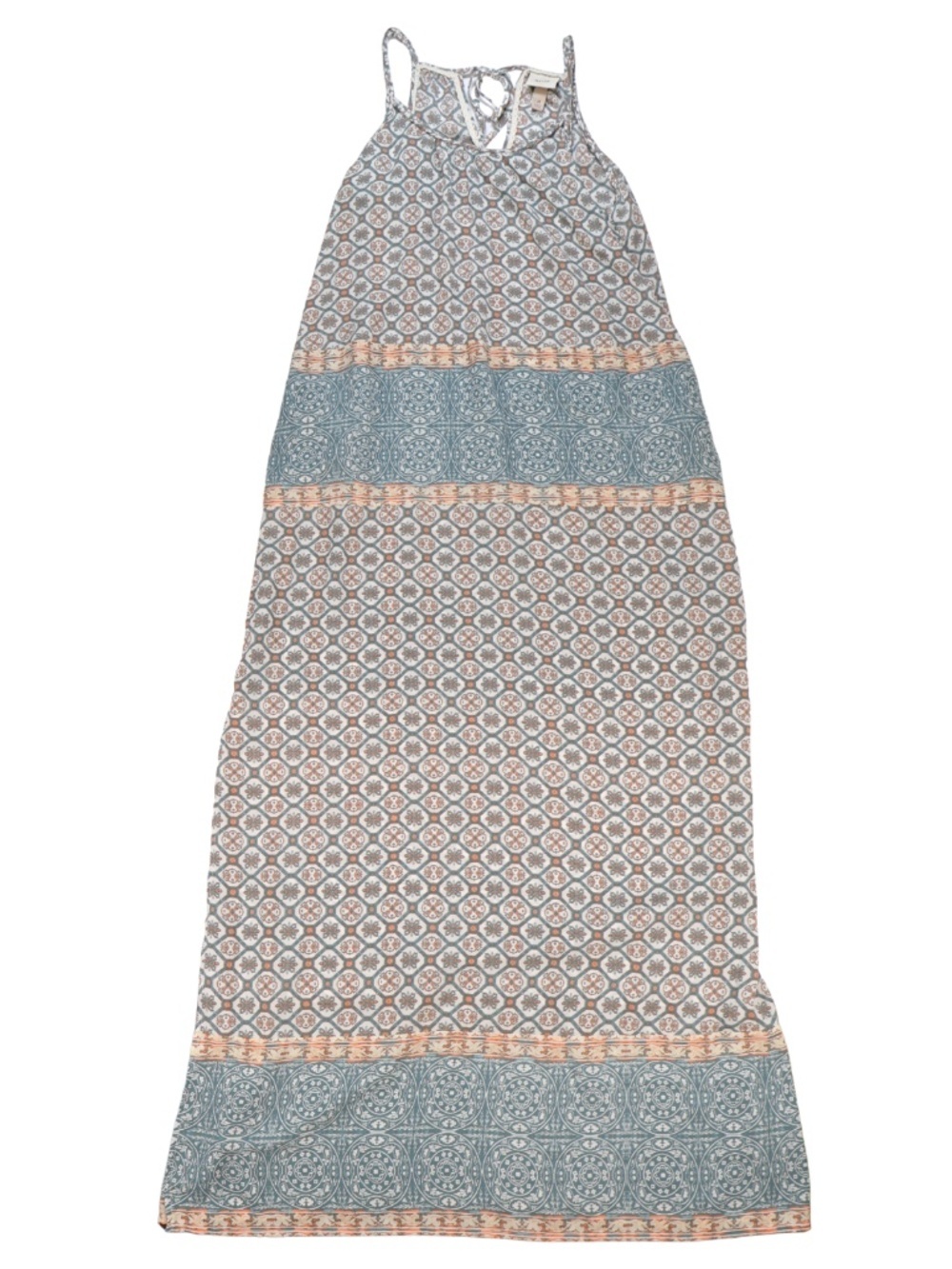 Knox Rose Boho Maxi Dress Medium Blue Coral Print Pockets Sleeveless - Picture 1 of 7